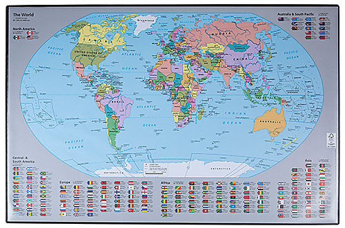 Skrivunderlägg med världskarta 585x385 mm