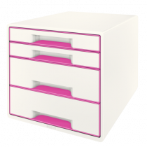 Förvaringsbox Leitz Wow 4 lådor rosa