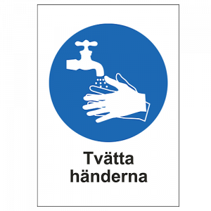 Plastskylt Tvätta händerna A4