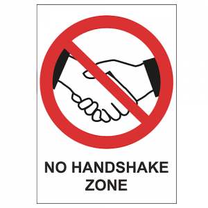 Plastskylt No handshake zone A4